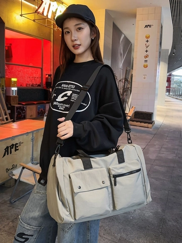 Borsa da Viaggio in Nylon di Grande Capacità per Donna Borsa Sportiva Casual da Palestra all'Aperto Con Tracolla Regolabile