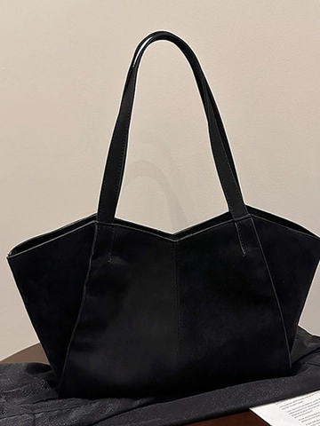 Borsa Tote Vintage in Simil Camoscio Grande Capacità per Donna Minimalista in Pelle PU Geometrica Borsa a Spalla Pendolare