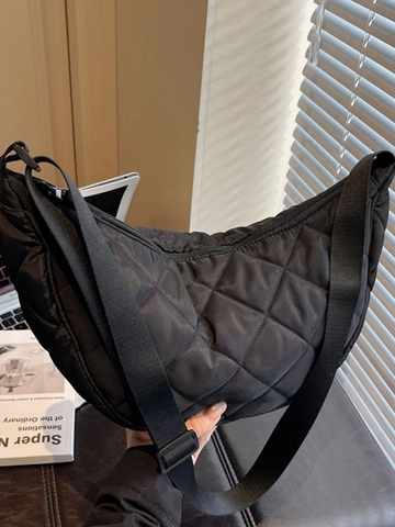 Large Capacity Quilted Crossbody Bag For Women Nylon Puffy Dumpling Bag Fashion Casual Shoulder Bag For Autumn Winter Daily
