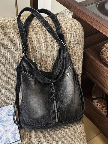 Vintage Gewaschen Denim Hobo Tasche Für Damen Große Kapazität Denim Schultertasche Retro Umhängetasche Reise Pendler Tasche Mode Tote