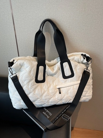 Damen Große Kapazität Gesteppte Tote Bag Nylon Gepolsterte Stickerei Schultertasche Casual Reise Fitness Umhängetasche