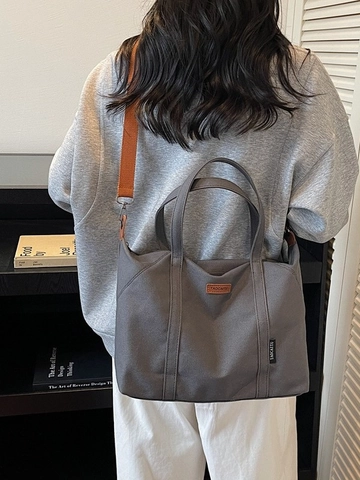 Große Kapazität Segeltuch Tragetasche Für Damen Lässig Minimalistisch Schulter Umhängetasche Mehrere Tragevarianten Handtasche Alltag