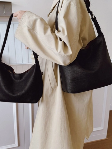 Große Kapazität PU Leder Umhängetasche Für Damen Litchi Narbung Schultertasche Verstellbarer Riemen Pendler Alltag Handtasche