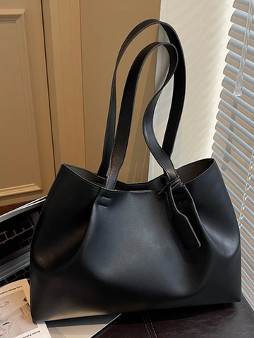 Sac Fourre-Tout Minimaliste en Cuir PU pour Femmes Sac à Bandoulière Grande Capacité Sac de Shopping Rétro pour le Bureau