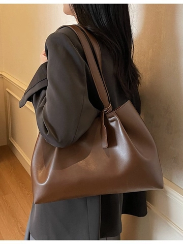 Sac Fourre-Tout Minimaliste en Cuir PU pour Femmes Sac à Bandoulière Grande Capacité Sac de Shopping Rétro pour le Bureau