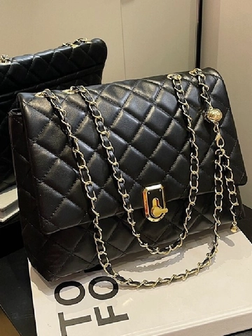Dames Gewatteerde Schoudertas Modieuze PU-Leren Crossbody Kettingtas Met Elegante Metalen Gesp Voor Dagelijkse Feest Veelzijdige Handtas