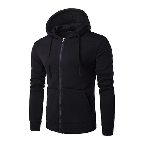 Sweat à Capuche Décontracté en Polyester pour Hommes Coupe Ajustée Manches Longues Veste de Sport Basique Couleur Unie