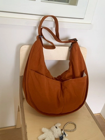 Große Kapazität Damen Nylon Halbmond Tasche Einfach Lässig Hobo Umhängetasche Verstellbarer Breiter Riemen Pendeln Schultertasche