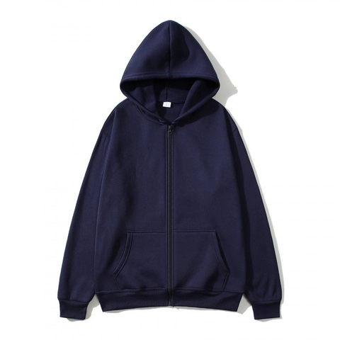 Sweat-shirt à Capuche Unisex Couleur Unie Fermeture Éclair Polyester Doublé Polaire Coupe Large Imprimé Décontracté Manches Longues