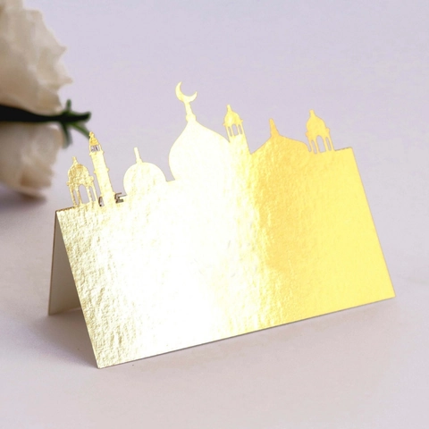 Segnaposto da Tavolo Taglio Laser Moschea Islamica Carta Perlata Cava Ramadan Eid Al-Fitr per Decorazione Festa Matrimonio Banchetto