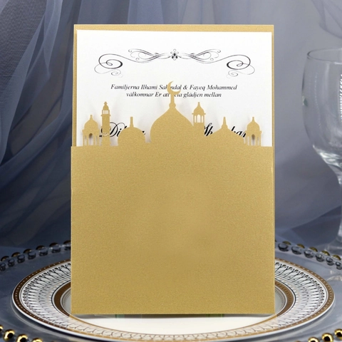 Kit Inviti Matrimonio Taglio Laser Silhouette Moschea Islamica Con Buste E Carte Interne Per Celebrazione Festa Fidanzamento
