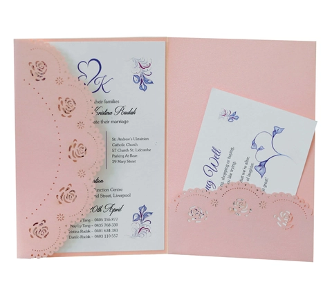 Elegant Laser Cut Rose Wedding Invitations Pearl Paper Hollow Out Invitation For Marriage Engagement Party Ceremony