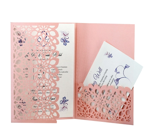 Cartes d'Invitation de Mariage Découpe Laser Style Européen Papier Perlé Invitations Ajourées pour Fournitures de Fête
