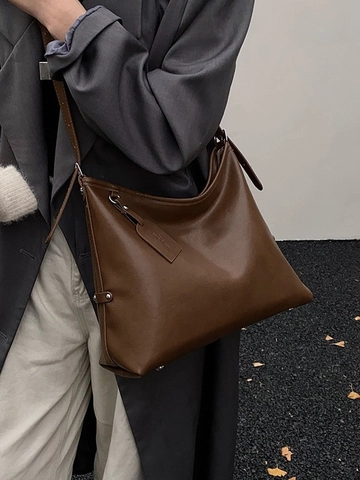 Große Kapazität PU Leder Umhängetasche Für Damen Minimalistische Hobo Tote Bag Mit Verstellbarem Gurt Koreanischer Stil Pendler Schultertasche