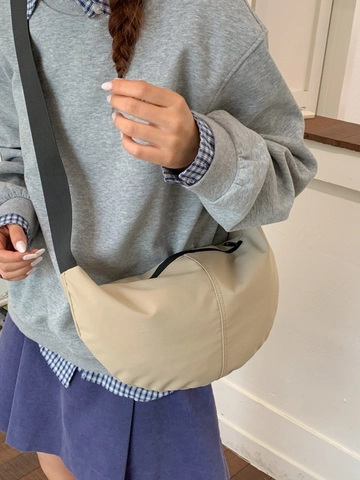 Bolso Bandolera Casual de Nailon para Mujer Gran Capacidad Media Luna Bolso de Hombro Ligero Correa Ajustable