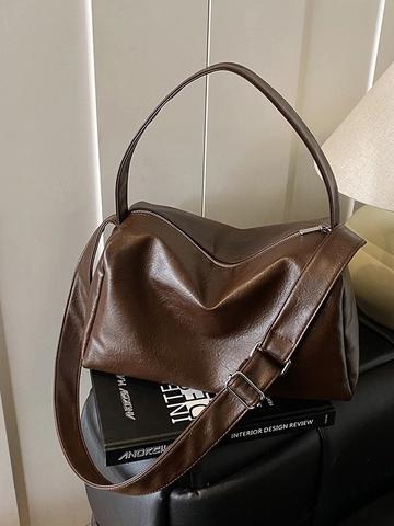 Borsa Tote Donna in Pelle PU Grande Capacità Retrò Minimalista Plissettata a Spalla Messenger Urban Commuter Borsa Morbida Quotidiana