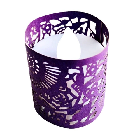 Laser Cut Pearl Paper Candle Wraps Floral Pattern Lamp Shade For LED Tea Light Wedding Party Home Decor Lace Wrap Cover