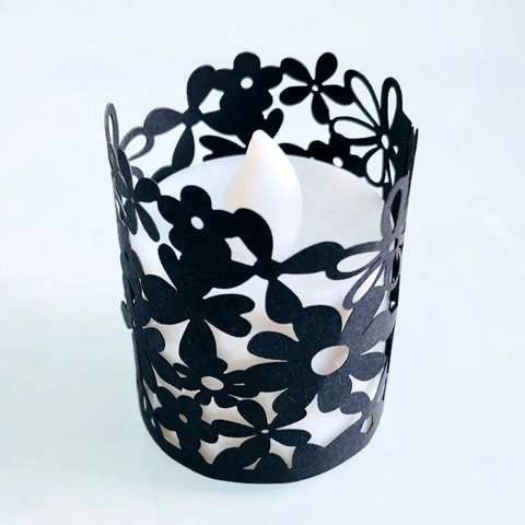 Laser Cut Floral Paper Candle Shade Wrapper Hollowed Out LED Tea Light Holder For Valentine's Day Wedding Party Decoration