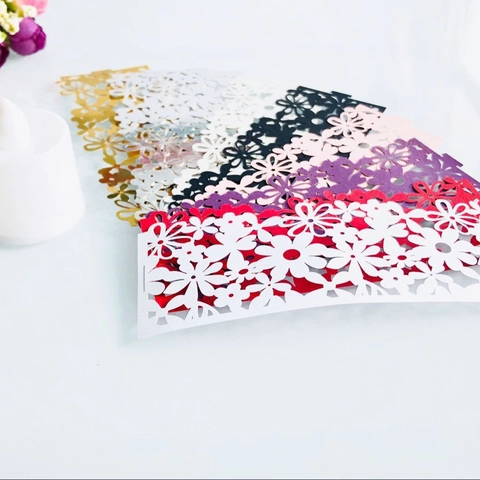 Laser Cut Floral Paper Candle Shade Wrapper Hollowed Out LED Tea Light Holder For Valentine's Day Wedding Party Decoration