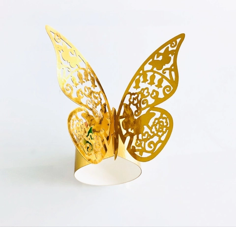 Butterfly Napkin Rings Laser Cut Hollow Out Pearlescent Paper Napkin Ring For Wedding Party Banquet Dining Table Decor