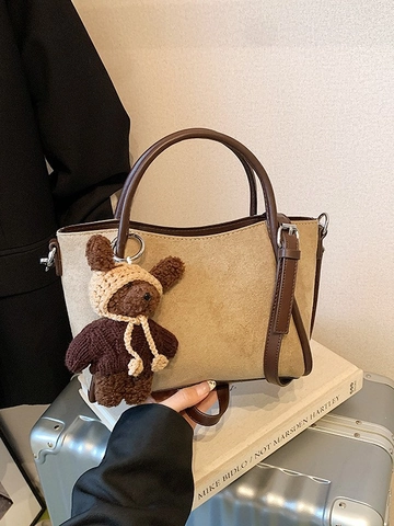 Bolso Tote de Gamuza Vintage para Mujer Gran Capacidad Minimalista Bolso de Hombro de Axila Retro Color Sólido Bolso de Mano de Viaje