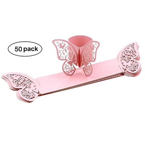 Ronds de Serviette Papillon Papier Découpe Laser Décoration de Table pour Mariage Fête Banquet Porte Serviette Romantique Élégant