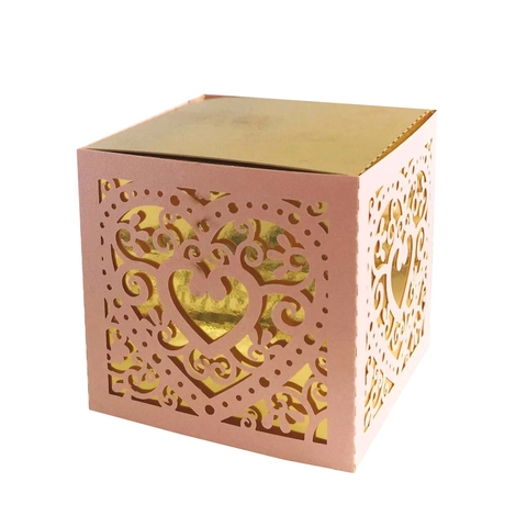 Luxury Laser Cut Heart Hollow Wedding Candy Boxes Pearl Paper Gift Packing Box With Gold Lining For Party Favors Wedding