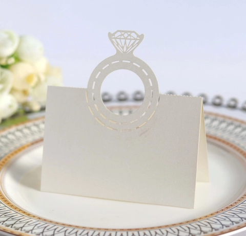 Laser Geschnittene Diamantring Stil Perlmuttpapier Tischkarten Für Hochzeit Bankett Party Tischdekoration Name Gast Sitzkarten