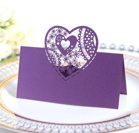 Laser Cut Heart Hollow Place Cards Pearl Paper Name Table Cards For Wedding Party Banquet Event Table Decorations