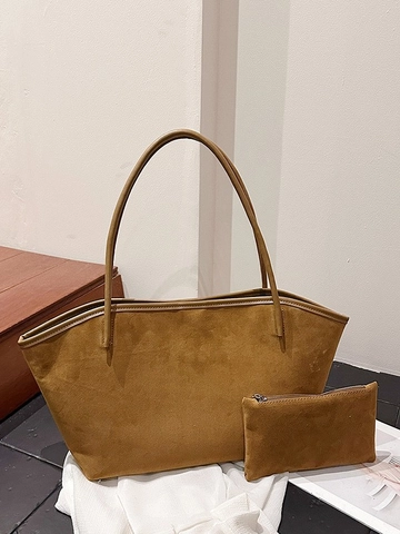 Minimalistische Wildleder Tragetasche Für Damen Retro Große Kapazität Schultertasche Und Kleine Tasche Handtasche Alltag Büro Tasche