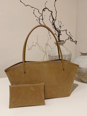 Minimalistische Wildleder Tragetasche Für Damen Retro Große Kapazität Schultertasche Und Kleine Tasche Handtasche Alltag Büro Tasche