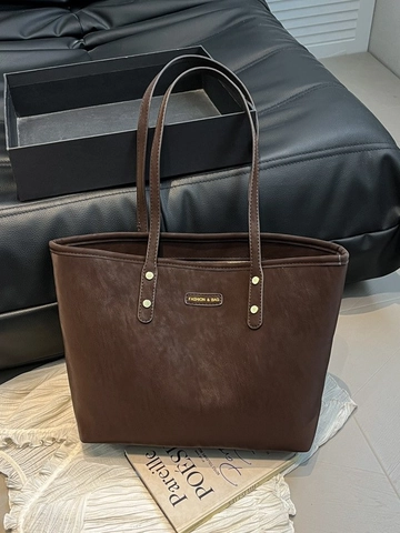 Vintage Minimalist Large Capacity Tote Bag For Women PU Leather Solid Color Shoulder Bag Daily Commute Fashion Handbag