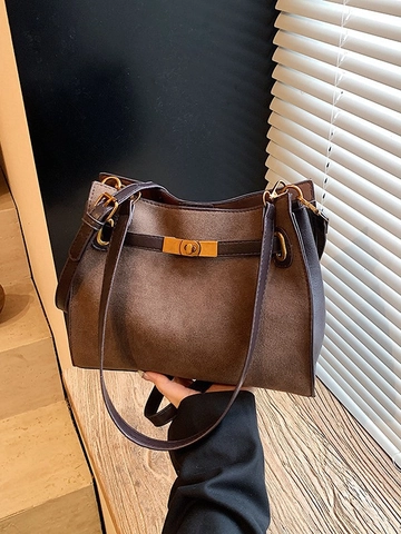 Damen Vintage Wildleder PU Leder Umhängetasche Strukturierte Leopardenmuster Große Kapazität Pendler Crossbody Tasche Mit Drehverschluss Handtasche