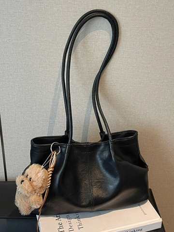 Damen Vintage PU Leder Schultertasche Mit Großem Fassungsvermögen Retro Minimalistische Pendler Umhängetasche Handtasche