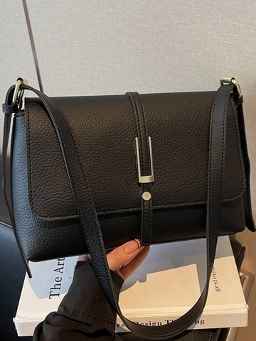 Vintage Litchi Grain PU Leather Shoulder Bag For Women Fashion Crossbody Bag With Gold Hardware Minimalist Underarm Bag