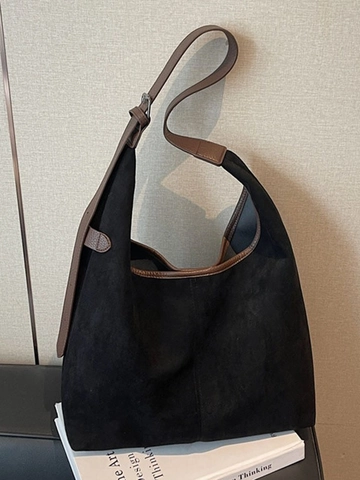 Damen Große Kapazität Wildleder Tragetasche Retro Verstellbarer Schultergurt Hobo Tasche Leopardenmuster Casual Pendeltasche