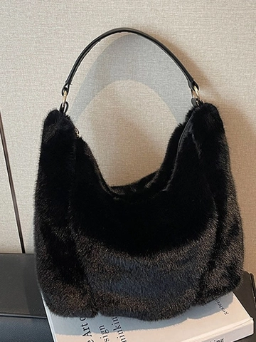 Sac Hobo en Peluche Mode pour Femmes Sac à Épaule en Fausse Fourrure Grand Sac à Main Automne Hiver Sac Sous le Bras Décontracté pour Femmes
