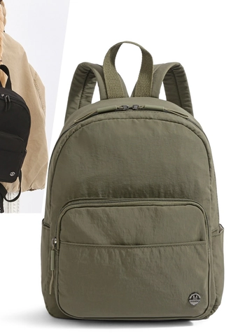 Women Nylon Backpack Lightweight Waterproof Casual Travel Rucksack Retro Solid Color Small Schoolbag For Lady