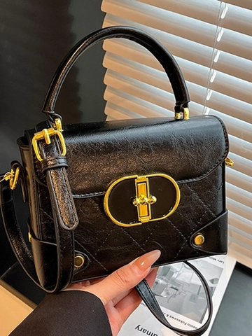 Borsa a Tracolla in Pelle PU Trapuntata Vintage per Donna Elegante Borsa a Mano con Chiusura in Metallo Borsa Quadrata Daily Commuter