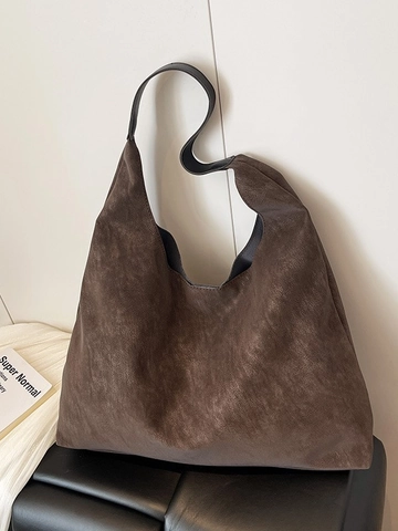 Borsa Tote in Pelle PU Opaca Vintage di Grande Capacità per Donna Borsa a Tracolla Minimalista in Morbida Pelle Scamosciata