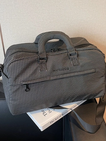 Borsa da Viaggio Gingham a Grande Capacità in Materiale PU Impermeabile Borsone per il Fine Settimana Leggera Sport Palestra per Donna