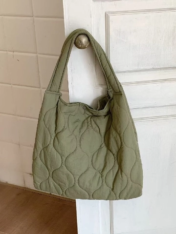 Borsa a Spalla in Nylon Trapuntato da Donna Grande Capacità Borsa Tote Sottobraccio Morbida Stile Coreano Retrò Casual