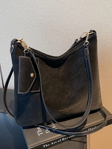 Sac Fourre-tout Vintage en Cuir PU pour Femmes Grande Capacité Sac Hobo Bandoulière Avec Pochette Amovible