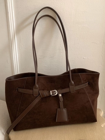 Sac Fourre-Tout Vintage en Cuir PU Givré pour Femmes Grande Capacité Sac à Bandoulière Avec Boucle Décor Bureau