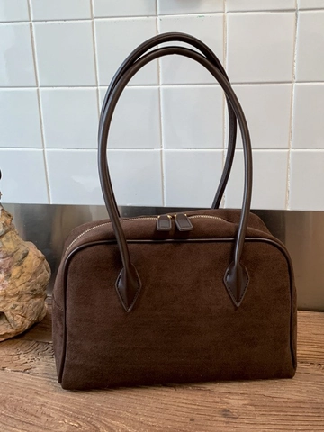 Borsa Sottobraccio Donna Vintage Minimalista in Pelle PU Smerigliata Borsa a Spalla Retro Boston Bag Casual Grande Capacità