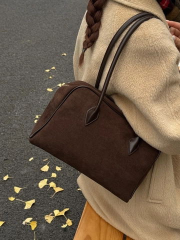 Borsa Sottobraccio Donna Vintage Minimalista in Pelle PU Smerigliata Borsa a Spalla Retro Boston Bag Casual Grande Capacità
