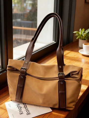 Vintage Women PU Leather Tote Bag Large Capacity Niche Shoulder Bag For Daily Commuting Office Versatile Handbag Fashion Bag