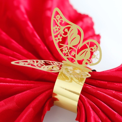 Butterfly Napkin Ring Laser Cut Pearl Paper Napkin Buckle For Wedding Party Hotel Table Decoration Hollow Flower Paper Ring