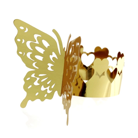 Elegant Butterfly Laser Cut Napkin Rings Pearlescent Paper Hollow Napkin Buckles For Wedding Banquet Party Table Decor