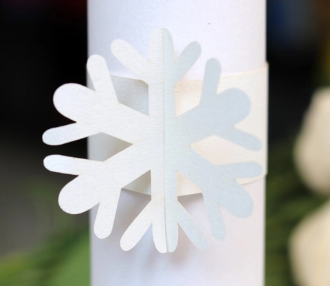 Servilleteros de Papel Perlado con Copo de Nieve Cortado con Láser Hebillas Decorativas de Mesa para Navidad Boda Banquete Fiesta Cena Decoración